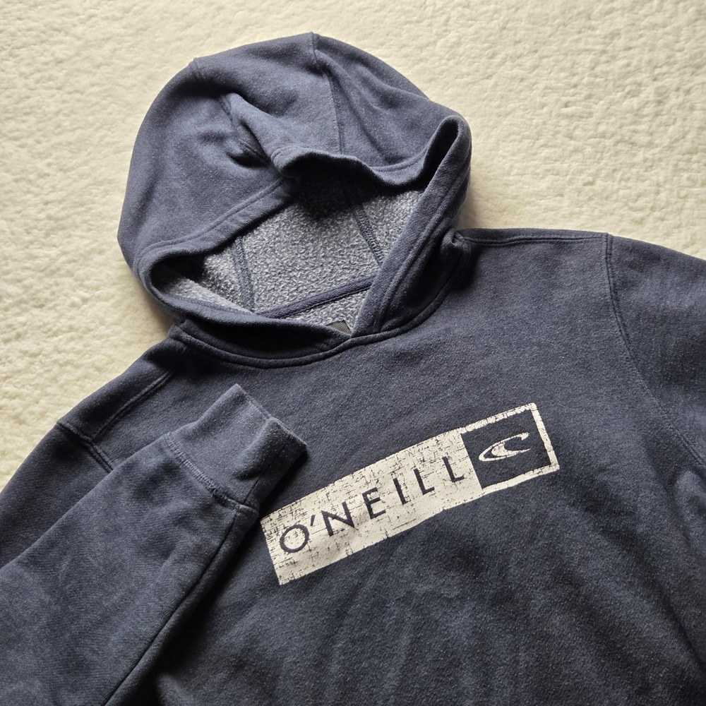 O'Neill Hoodie Mens Small Blue Fleece Pullover Logo Graphic Kangaroo Pocket